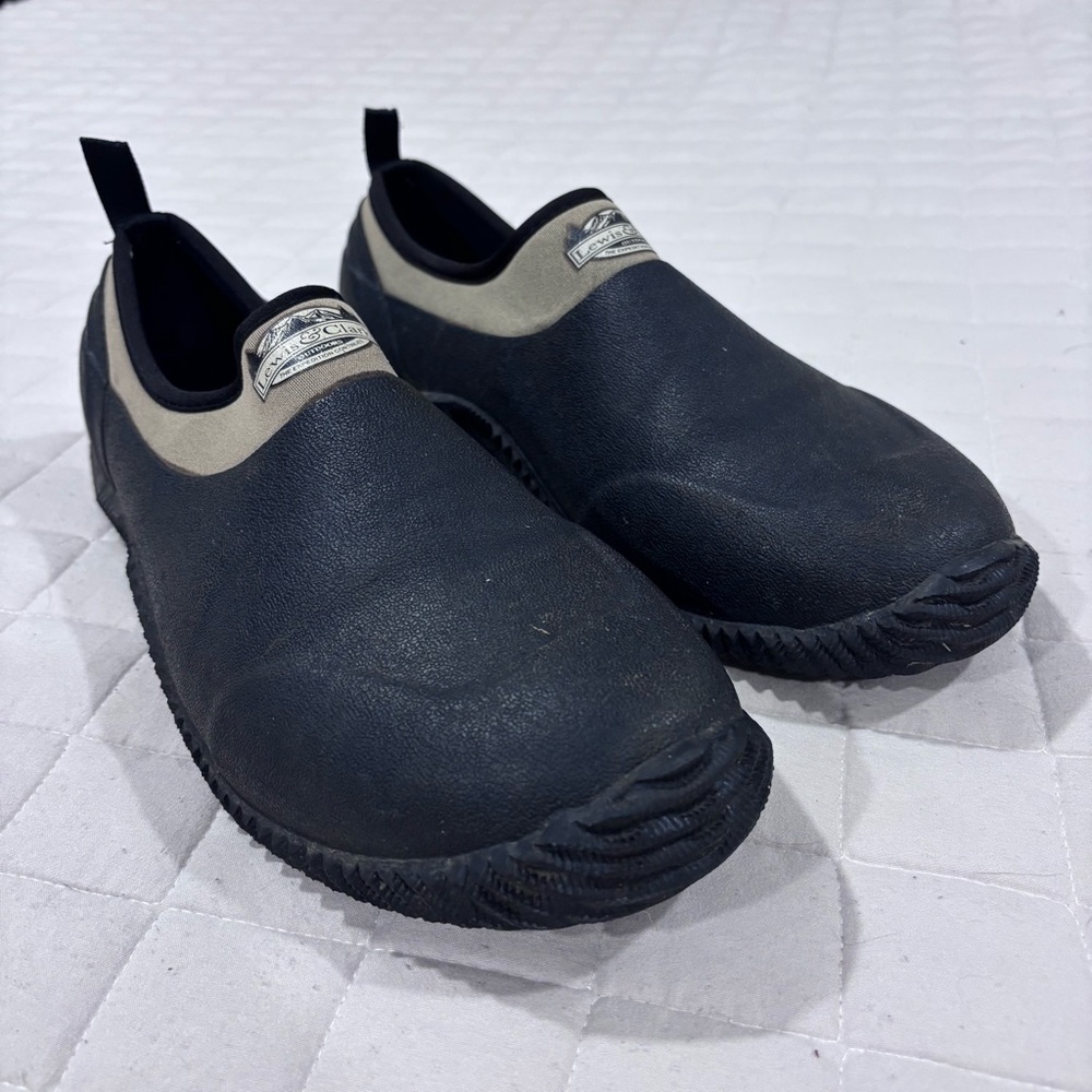 Lewis & Clark Men Slip-On Vulcanized Rubber Boot Khaki Black 11 All Weather Moc